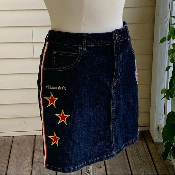 Fubu Harlem Globetrotters Denim Skirt Size 11/12 Vintage Jean Mini Basketball - Picture 3 of 10